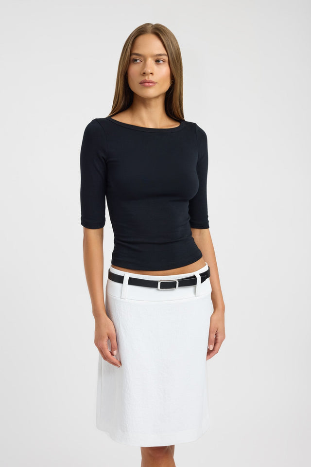 side Jac Top Kookai Fitted Boatneck Half sleeves Womens-Blouse 