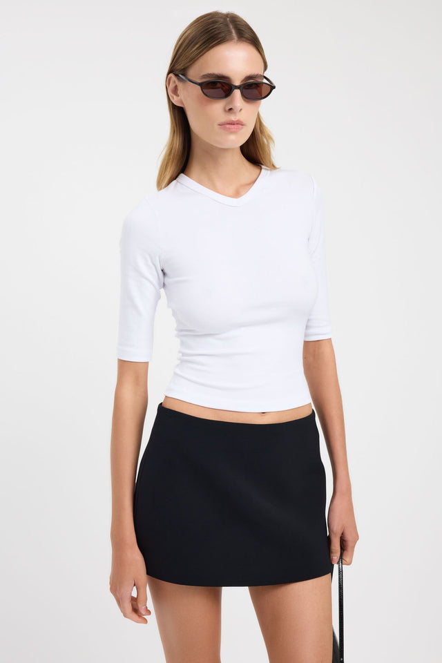Featuring the Jac Vee Top womens blouse in white with fitted design and v-neck detail