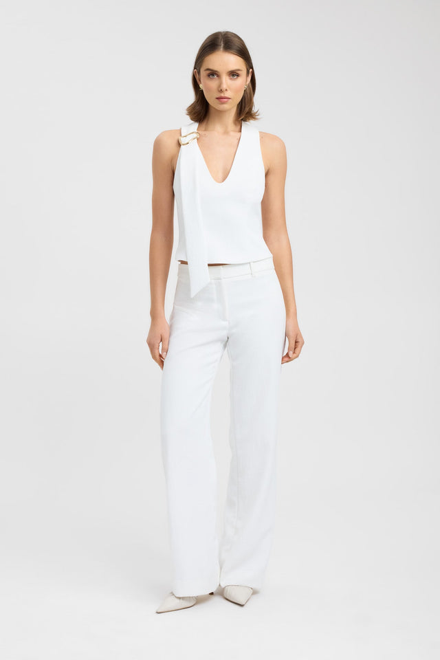 front Ariel Buckle Slider Top Kookai Fitted V-neck Sleeveless Womens-Blouse 