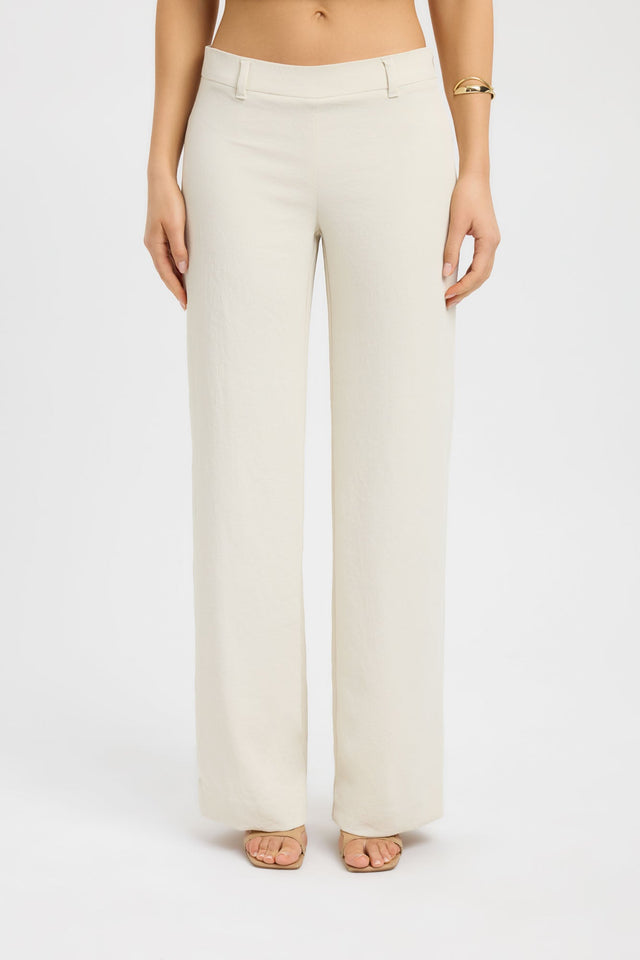 Oyster Core Low Rise Pant in womens regular pants with wide-leg styling and ivory detail