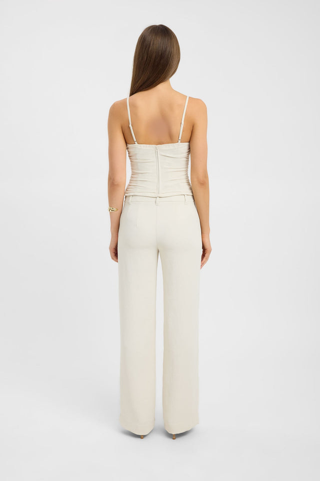 Presenting the Oyster Mesh Bra Top womens-blouse in ivory fitted sweetheart sleeveless back
