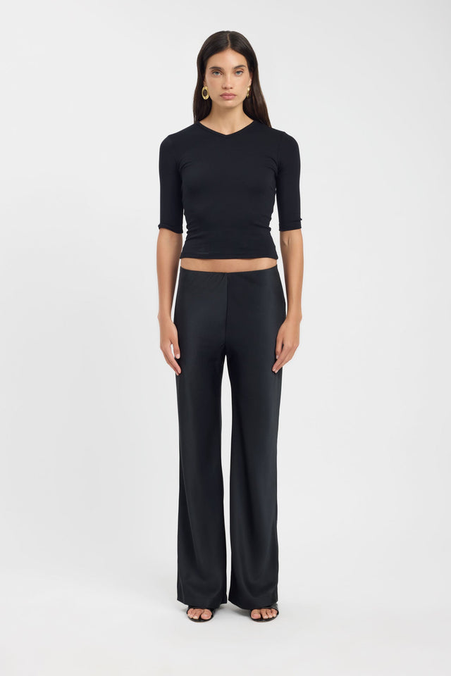 Showcasing the Palermo Bias Cut Pant in womens regular pants, wide-leg high-rise black front