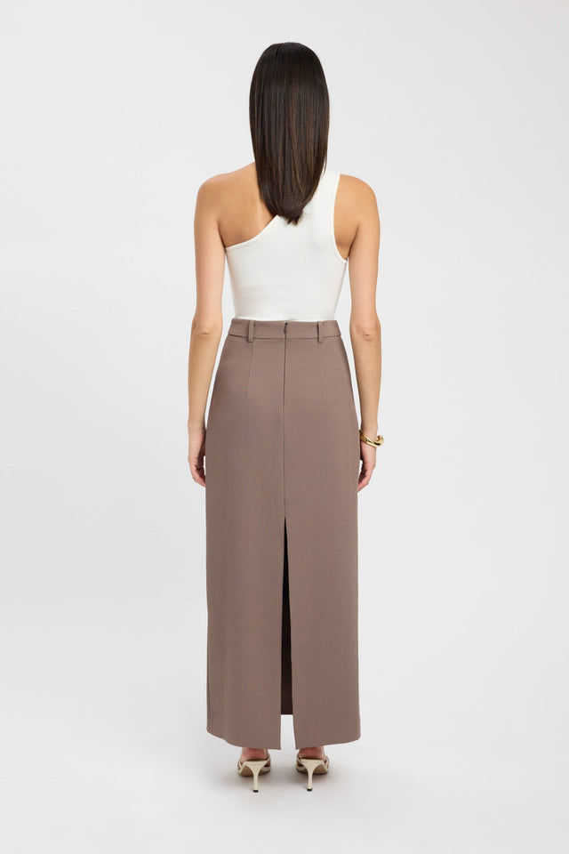 back Ariel Midi Skirt Kookai Straight Maxi grey womens-skirts 