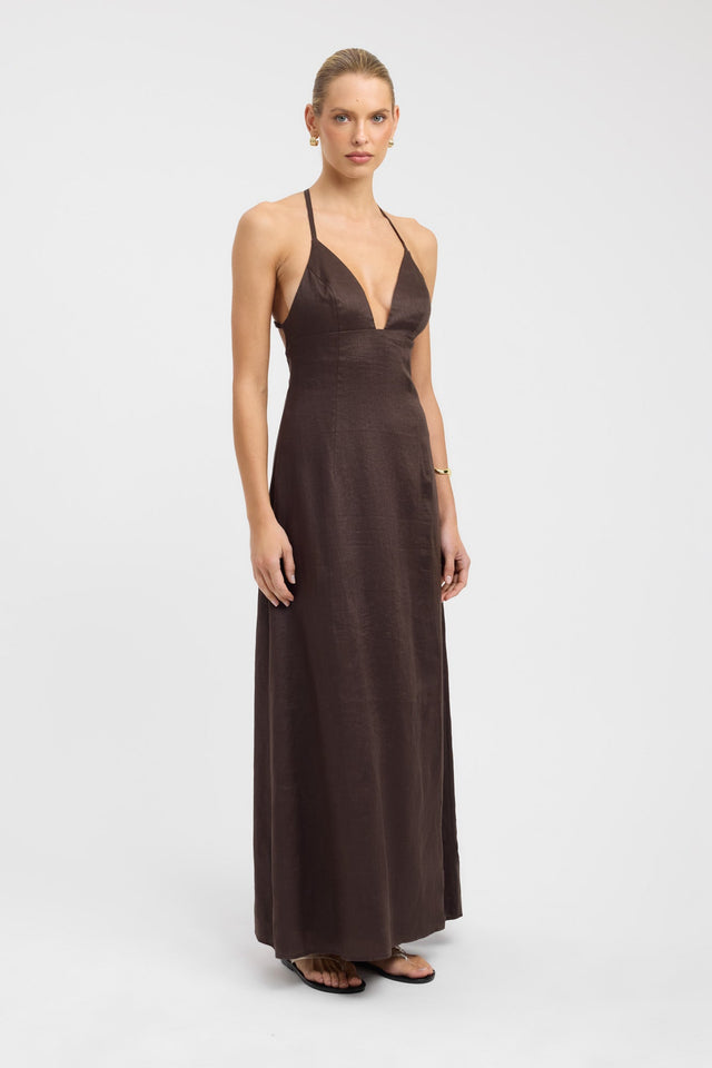 front Tahiti Bead Maxi Dress Kookai Aline Maxi Relaxed Plungeneck womens-dresses 
