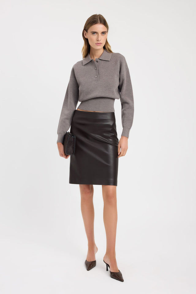 Showcasing the Dalton Polo Jumper in womens-jumpers with relaxed fit and grey tones front