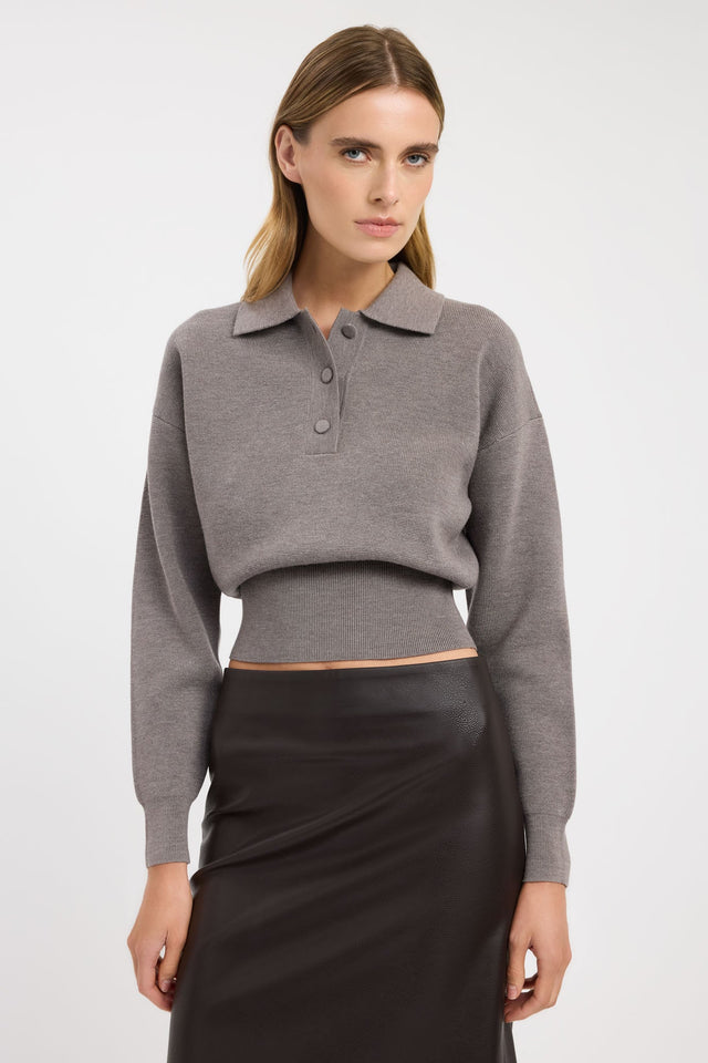 Featuring the Dalton Polo Jumper in womens-jumpers with relaxed fit and grey tones detail