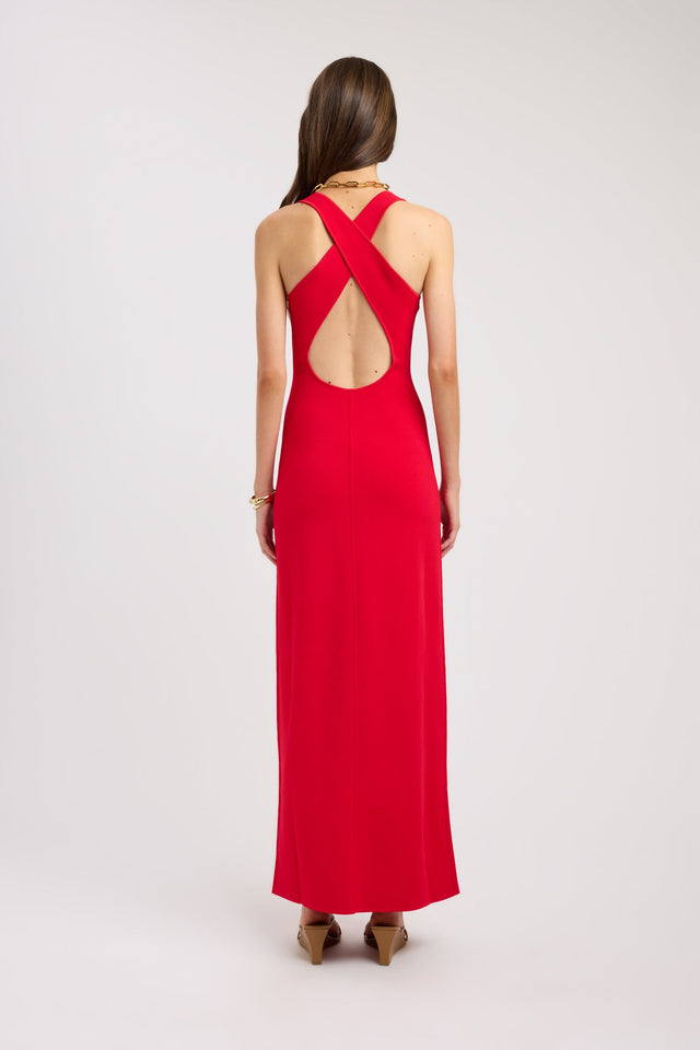 back Serenity Cross Back Dress Kookai Bodycon Maxi Relaxed Scoopneck womens-dresses 