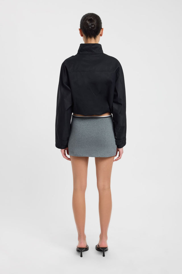 Presenting the Mateo Mini Skirt womens-skirts with straight hem mini length in slate gray detail
