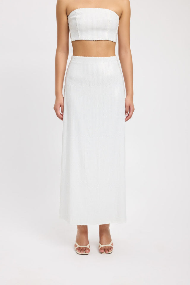 product Siena Sequin Maxi Skirt Kookai Frayed Maxi white womens-skirts 