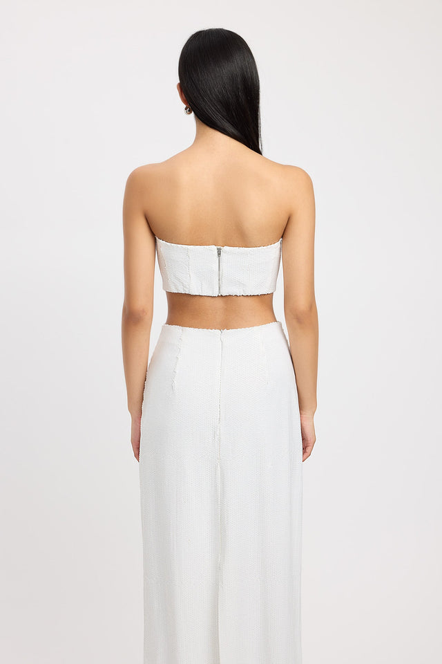 front Siena Sequin Top Kookai Fitted Squareneck Sleeveless Womens-Blouse 