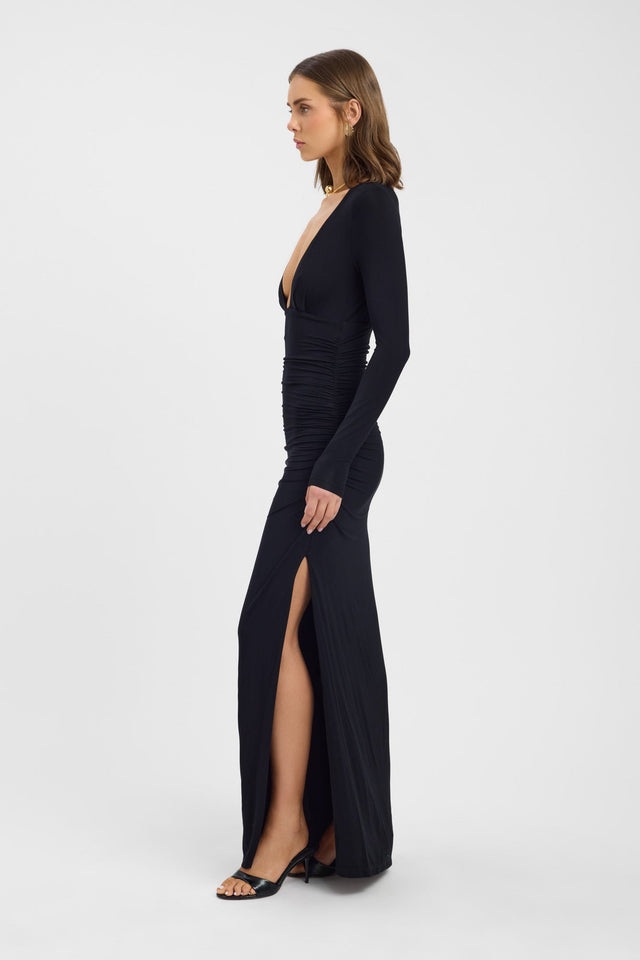 side Solis Maxi Dress Kookai Bodycon Maxi Fitted Plungeneck womens-dresses 