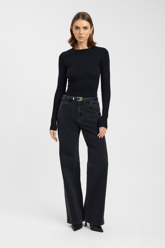 side Sunday Long Sleeve Top Kookai Fitted Roundneck Long sleeve Womens-Blouse 