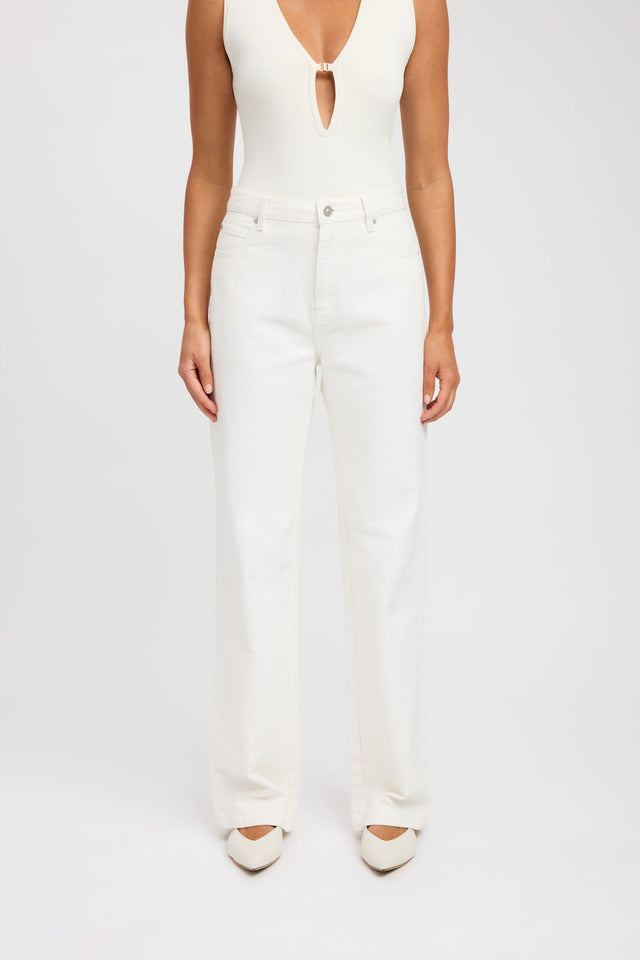 front Larsen Jean Kookai Wide-leg Mid-rise white womens-regular-pants 